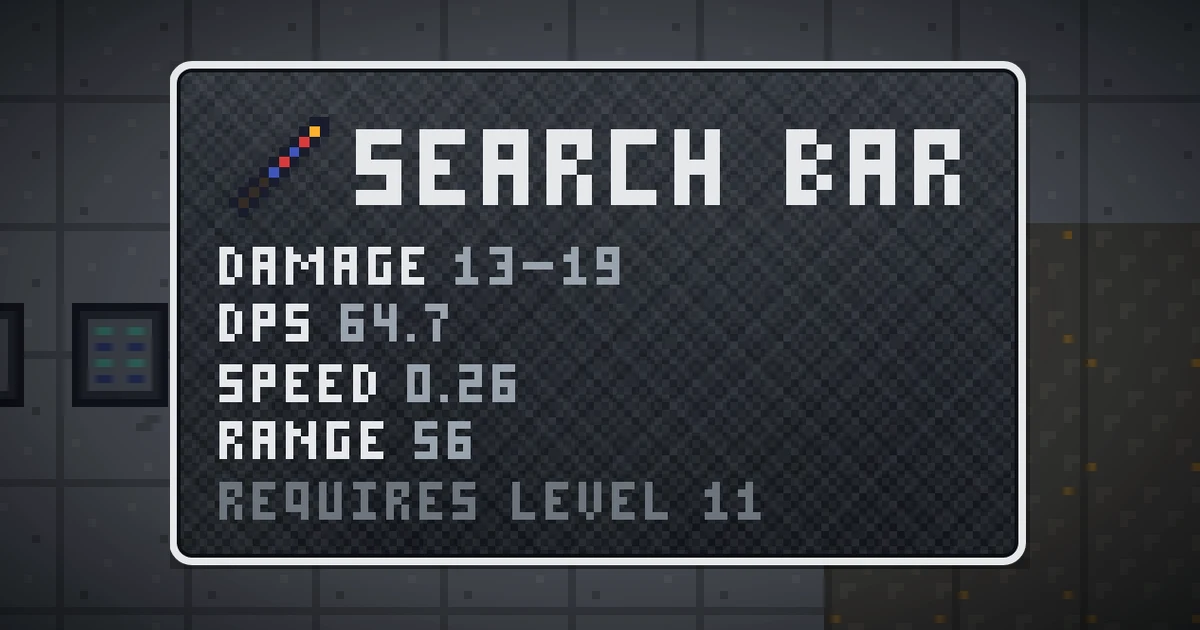 SEARCH BAR, a base item weapon in Ada's Trail, shown on the map of GOODCO HQ where it drops
