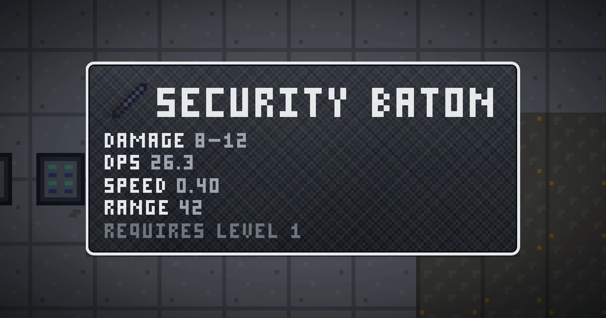 SECURITY BATON, a base item weapon in Ada's Trail, shown on the map of GOODCO HQ where it drops