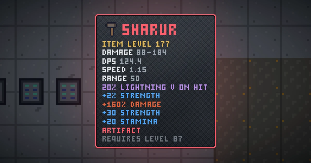 SHARUR, a artifact weapon in Ada's Trail, shown on the map of GOODCO HQ where it drops