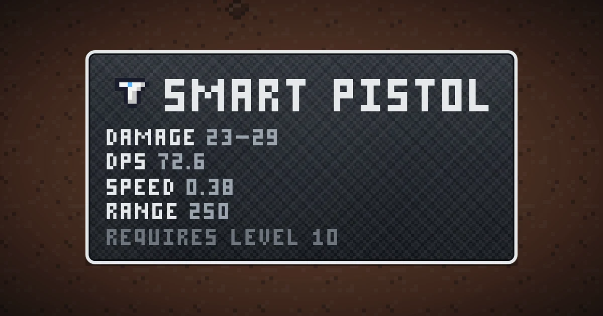 SMART PISTOL, a base item weapon in Ada's Trail, shown on the map of MARS where it drops