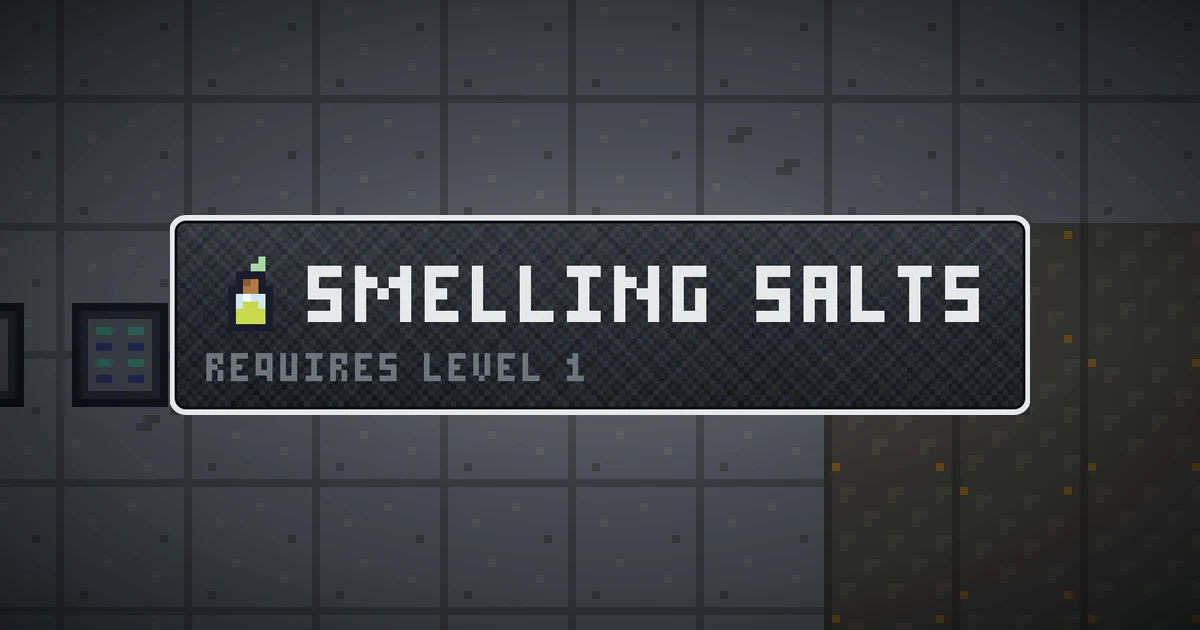 SMELLING SALTS, a base item trinket in Ada's Trail, shown on the map of GOODCO HQ where it drops