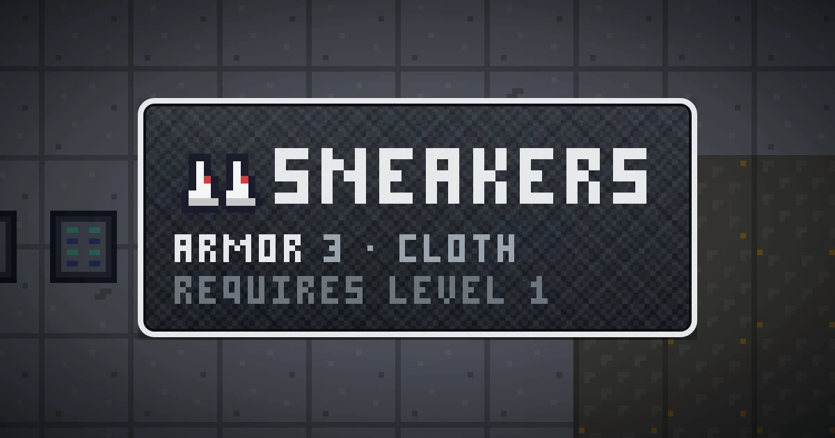 SNEAKERS, a base item feet in Ada's Trail, shown on the map of GOODCO HQ where it drops