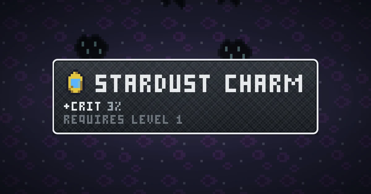 STARDUST CHARM, a base item trinket in Ada's Trail, shown on the map of THE RIFT where it drops