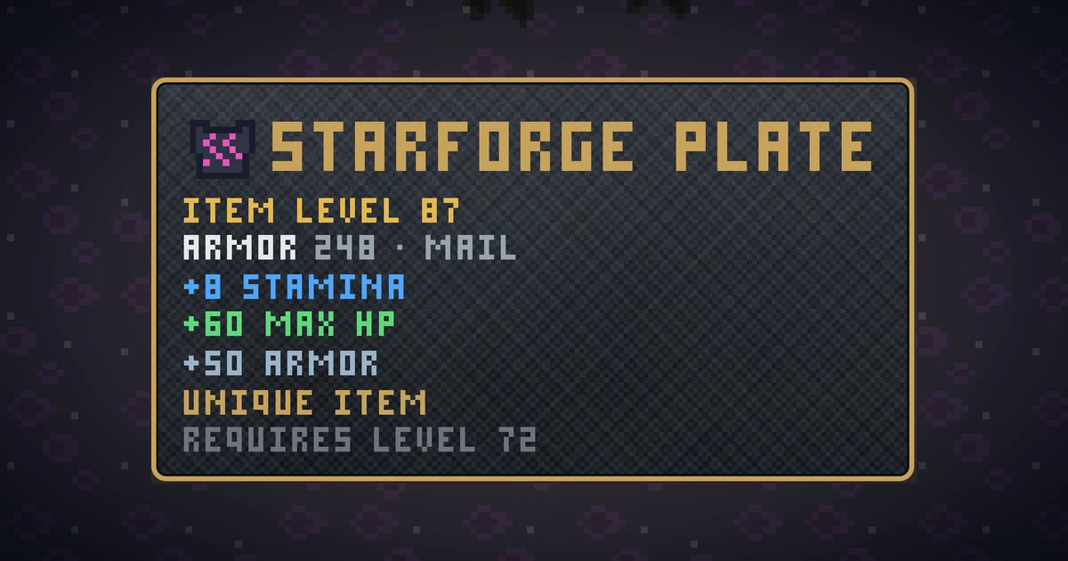 STARFORGE PLATE, a unique chest in Ada's Trail, shown on the map of THE RIFT where it drops