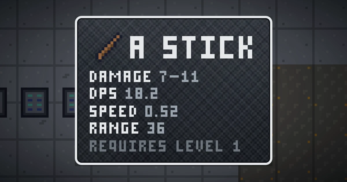 A STICK, a base item weapon in Ada's Trail, shown on the map of GOODCO HQ where it drops