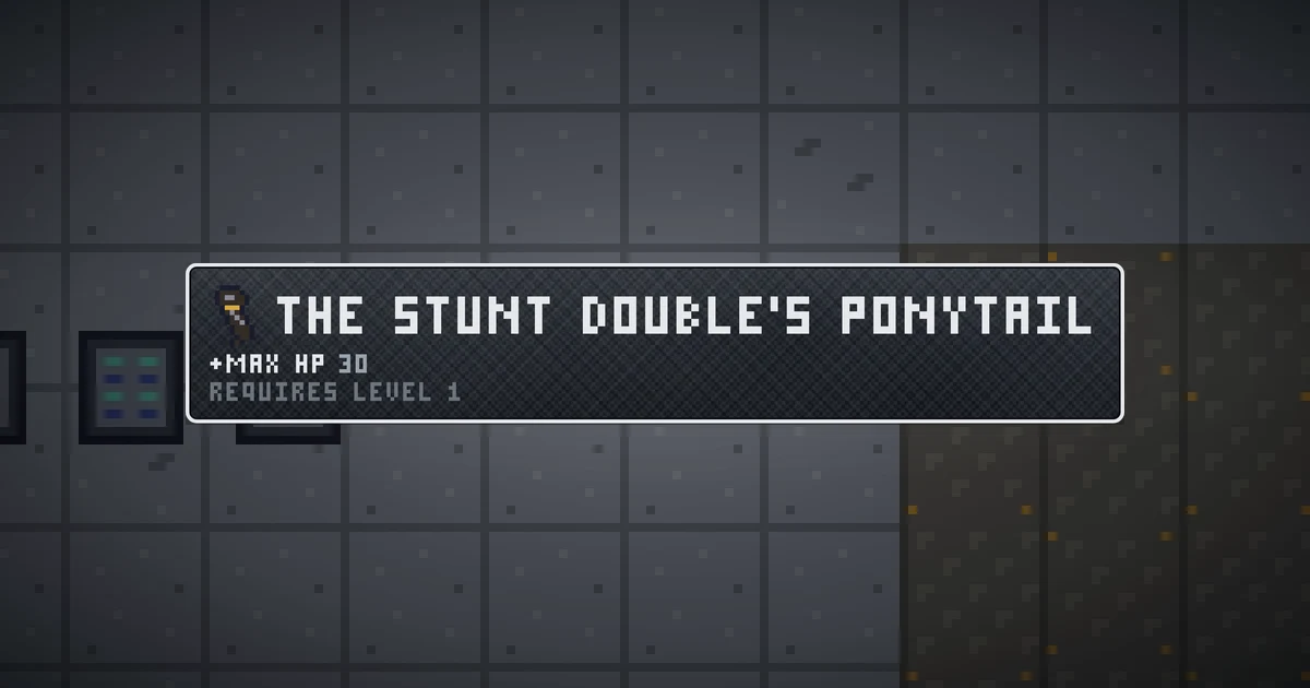 THE STUNT DOUBLE'S PONYTAIL, a base item trinket in Ada's Trail, shown on the map of GOODCO HQ where it drops