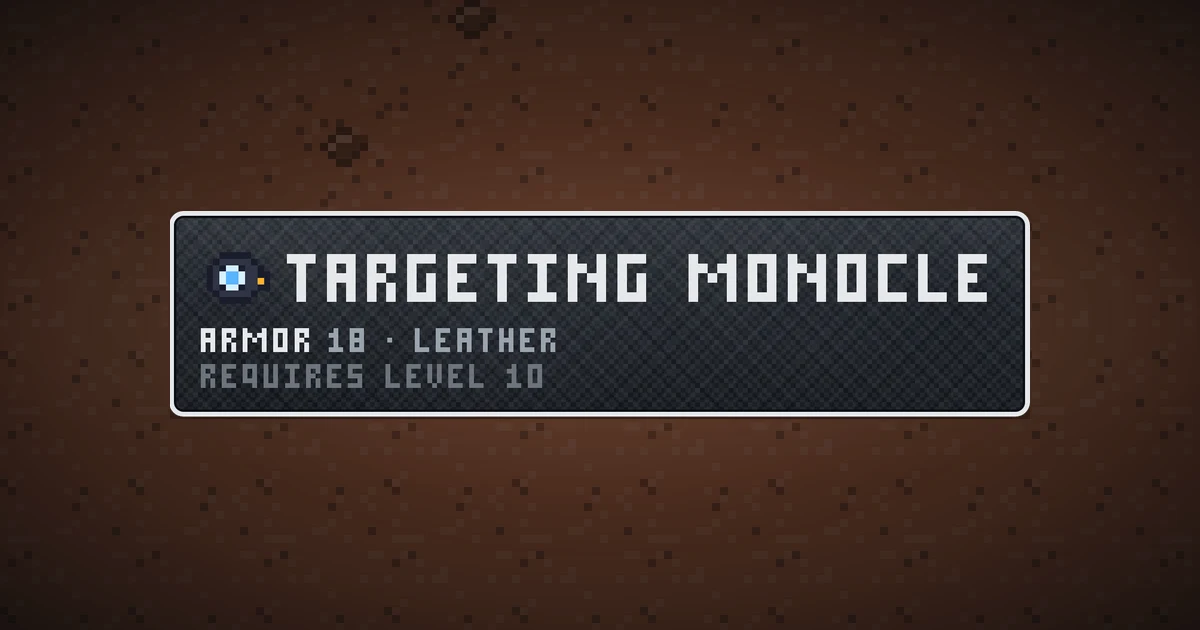 TARGETING MONOCLE, a base item head in Ada's Trail, shown on the map of MARS where it drops