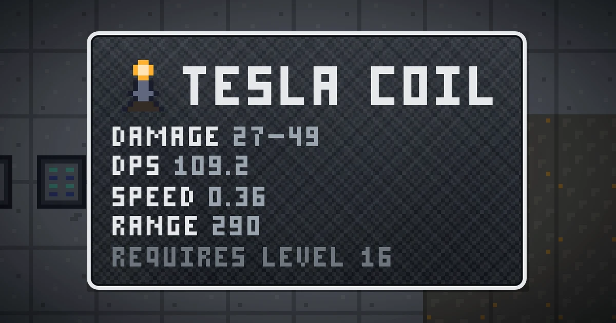 TESLA COIL, a base item weapon in Ada's Trail, shown on the map of GOODCO HQ where it drops