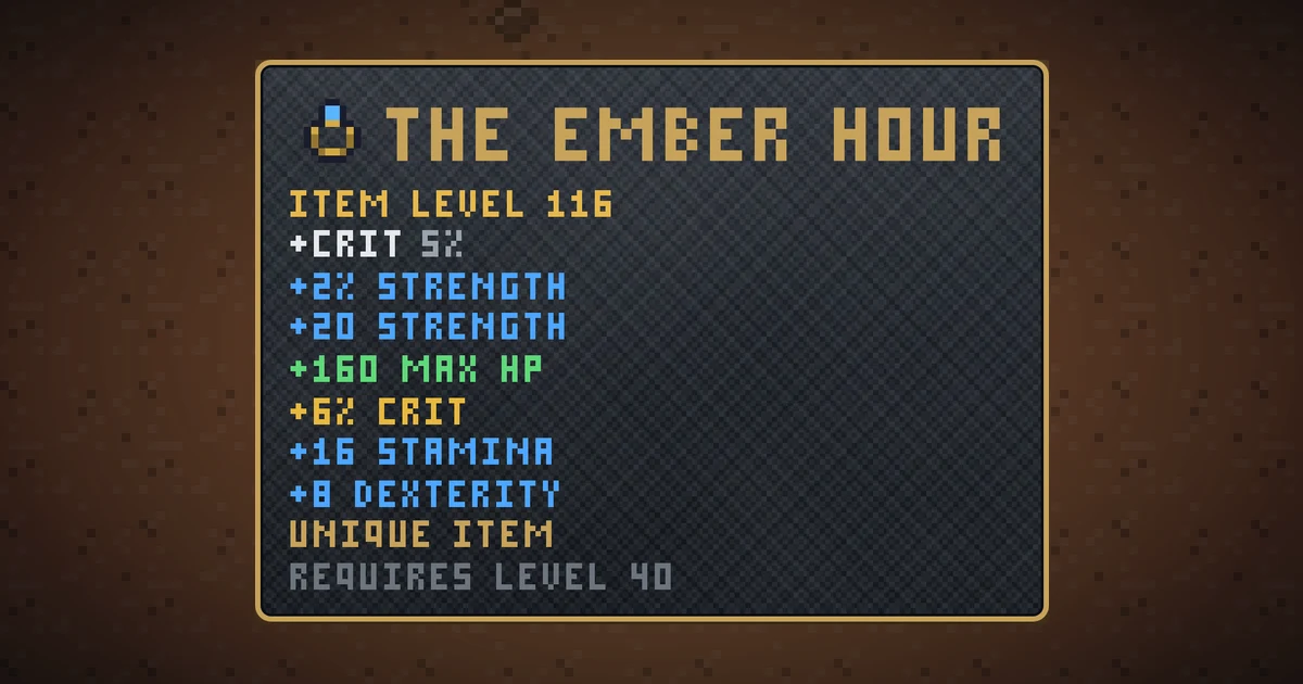 THE EMBER HOUR, a unique ring in Ada's Trail, shown on the map of MARS where it drops