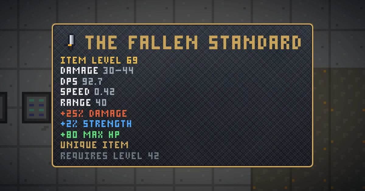 THE FALLEN STANDARD, a unique weapon in Ada's Trail, shown on the map of GOODCO HQ where it drops