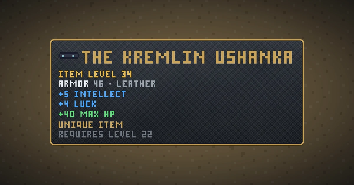 THE KREMLIN USHANKA, a unique head in Ada's Trail, shown on the map of BOOT HILL where it drops