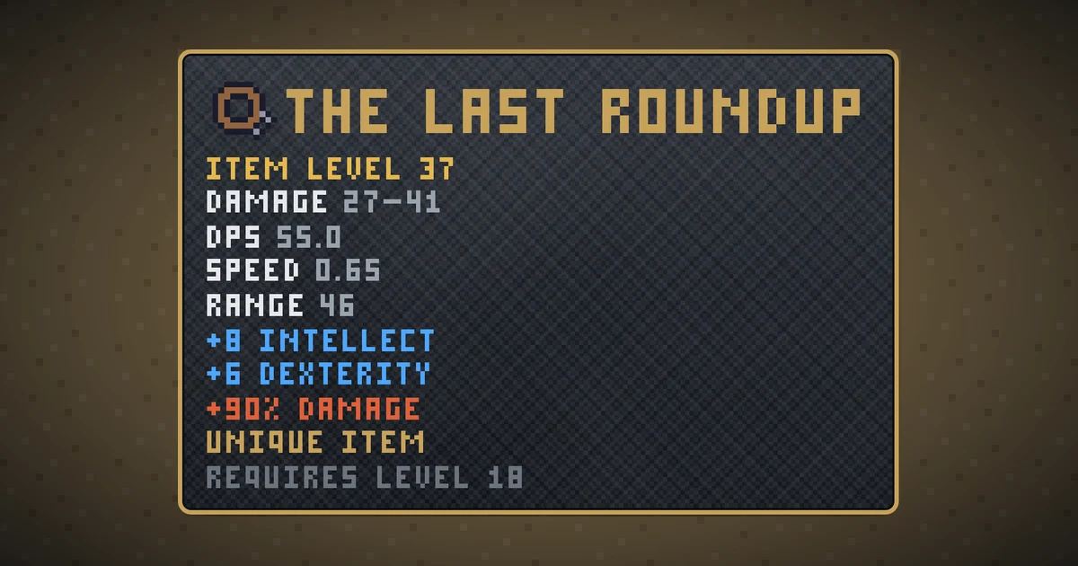 THE LAST ROUNDUP, a unique weapon in Ada's Trail, shown on the map of BOOT HILL where it drops