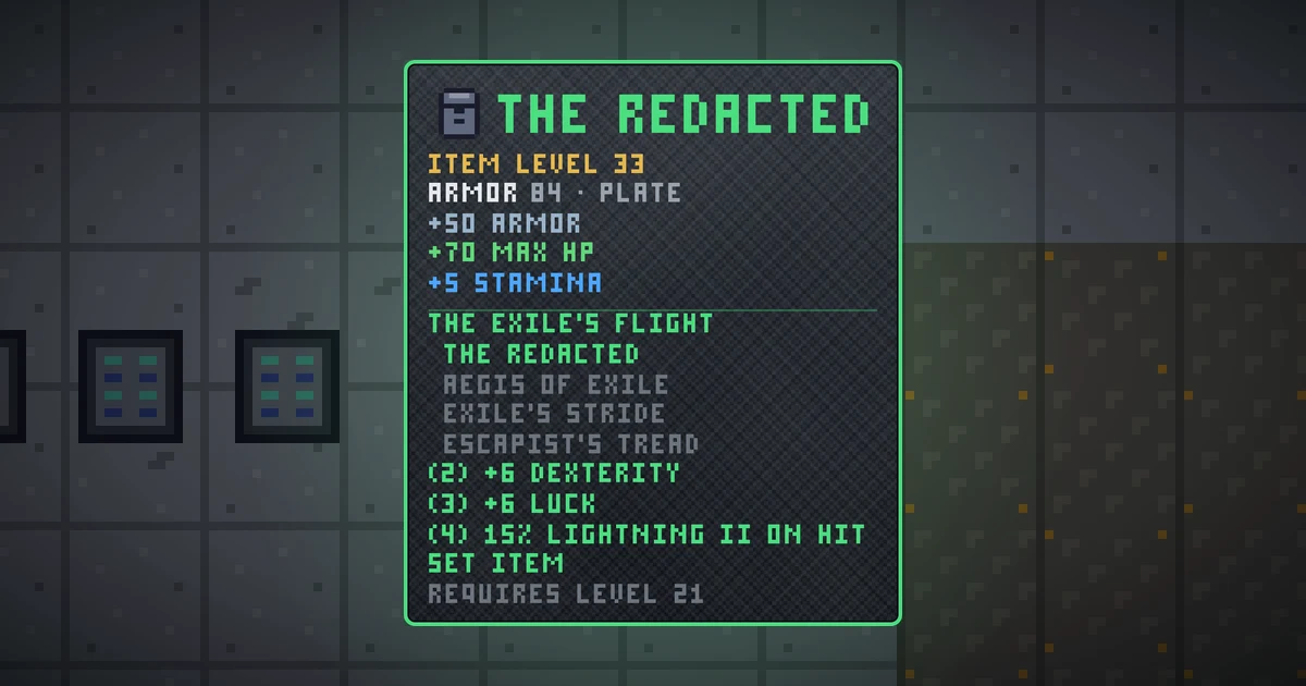 THE REDACTED, a set head in Ada's Trail, shown on the map of GOODCO HQ where it drops