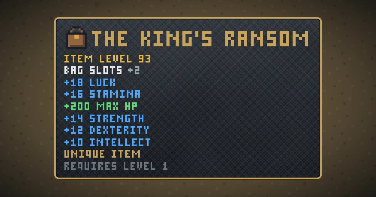 THE KING'S RANSOM, a unique bag in Ada's Trail, shown on the map of BOOT HILL where it drops