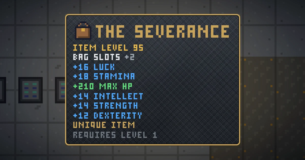 THE SEVERANCE, a unique bag in Ada's Trail, shown on the map of GOODCO HQ where it drops
