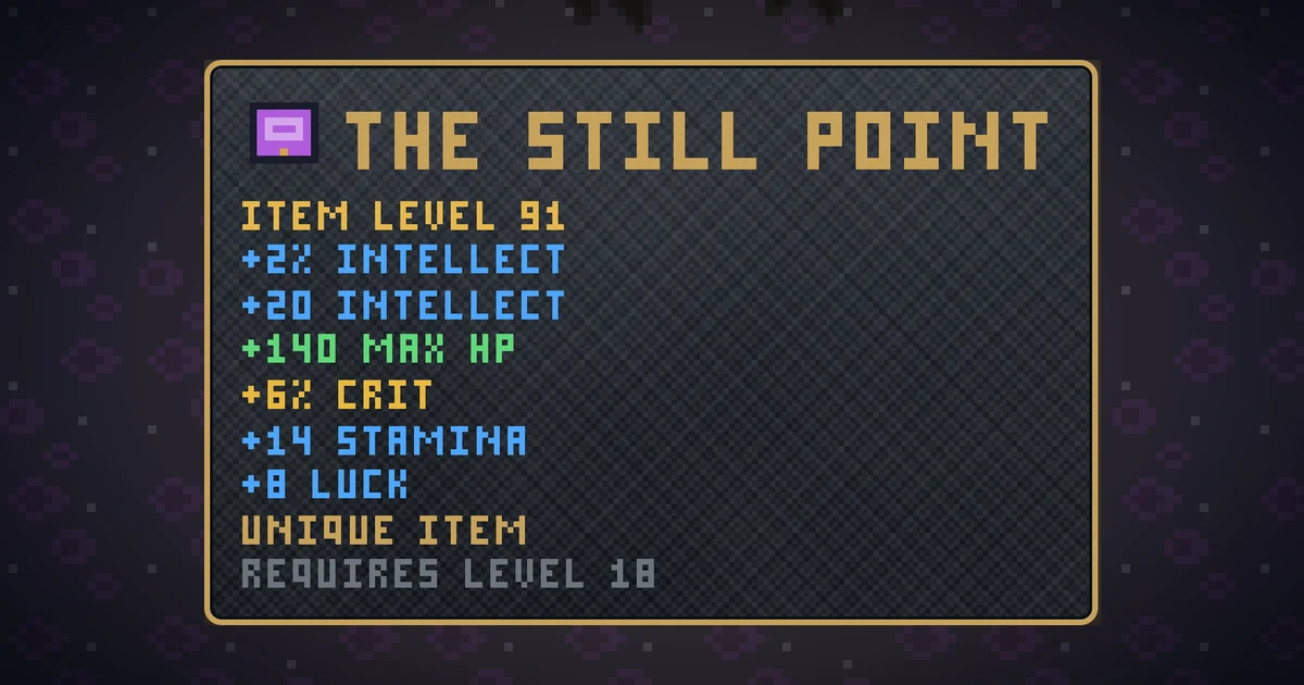 THE STILL POINT, a unique trinket in Ada's Trail, shown on the map of THE RIFT where it drops