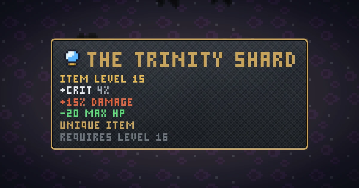 THE TRINITY SHARD, a unique trinket in Ada's Trail, shown on the map of THE RIFT where it drops