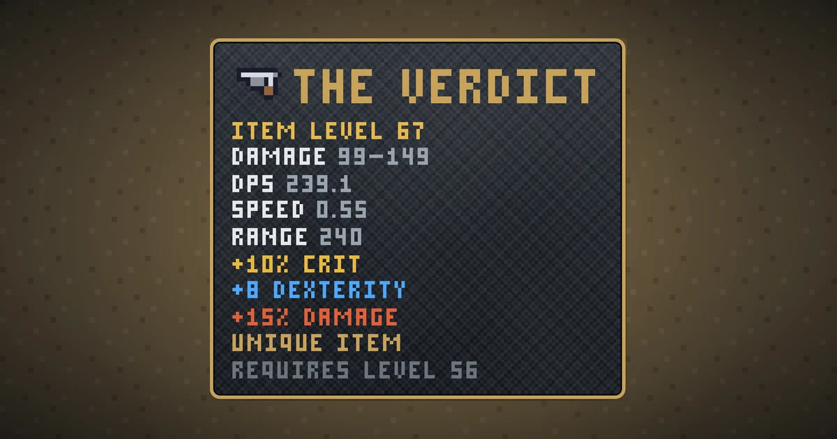 THE VERDICT, a unique weapon in Ada's Trail, shown on the map of BOOT HILL where it drops