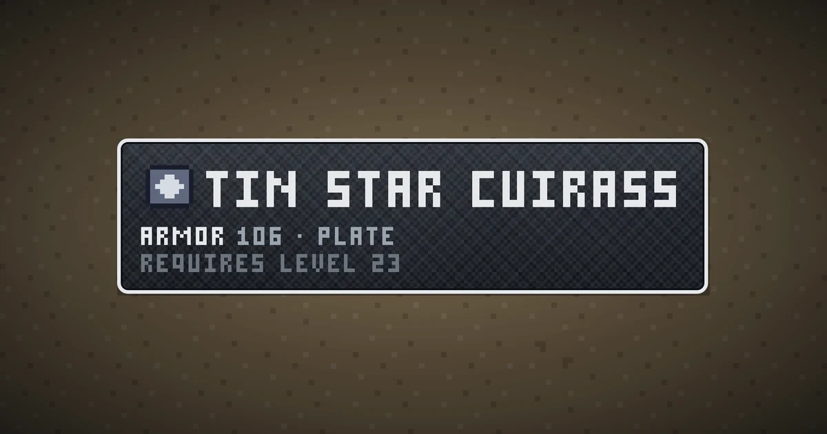 TIN STAR CUIRASS, a base item chest in Ada's Trail, shown on the map of BOOT HILL where it drops