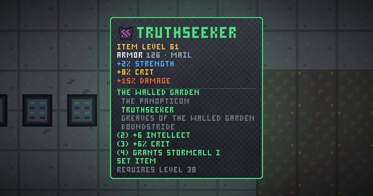 TRUTHSEEKER, a set chest in Ada's Trail, shown on the map of GOODCO HQ where it drops