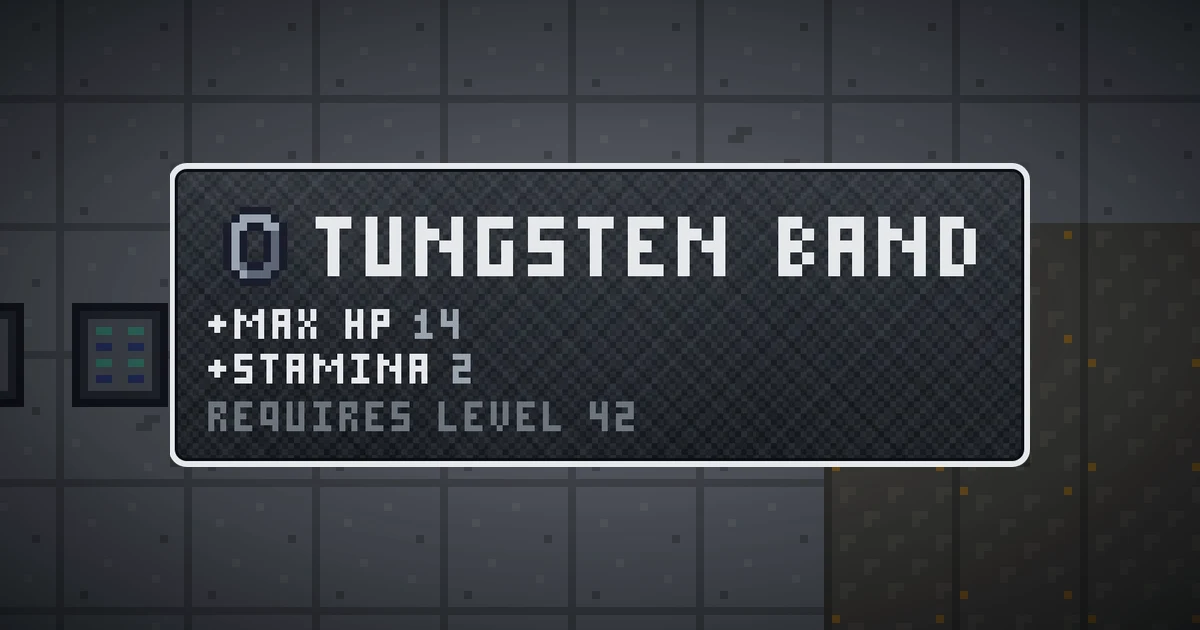TUNGSTEN BAND, a base item ring in Ada's Trail, shown on the map of GOODCO HQ where it drops
