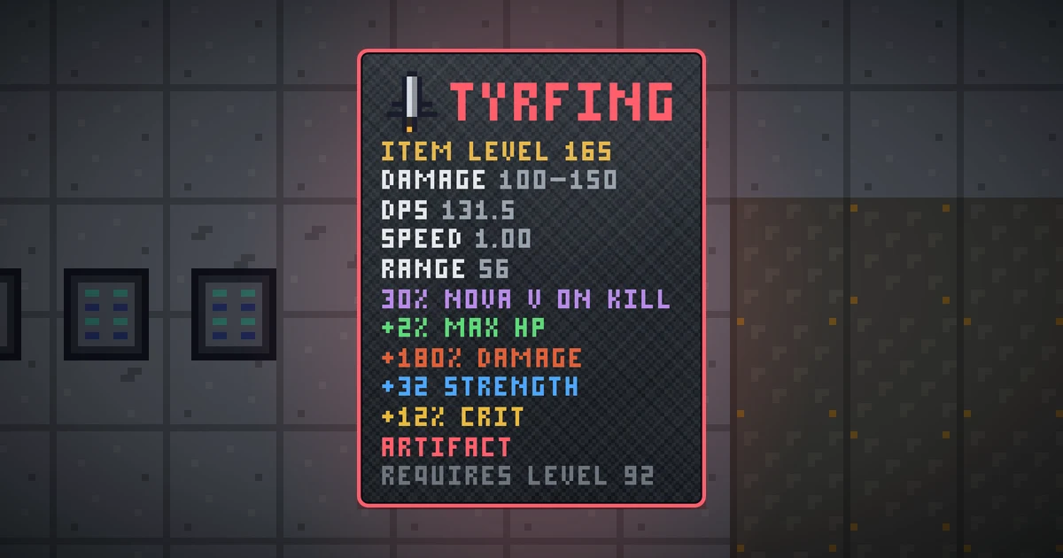 TYRFING, a artifact weapon in Ada's Trail, shown on the map of GOODCO HQ where it drops