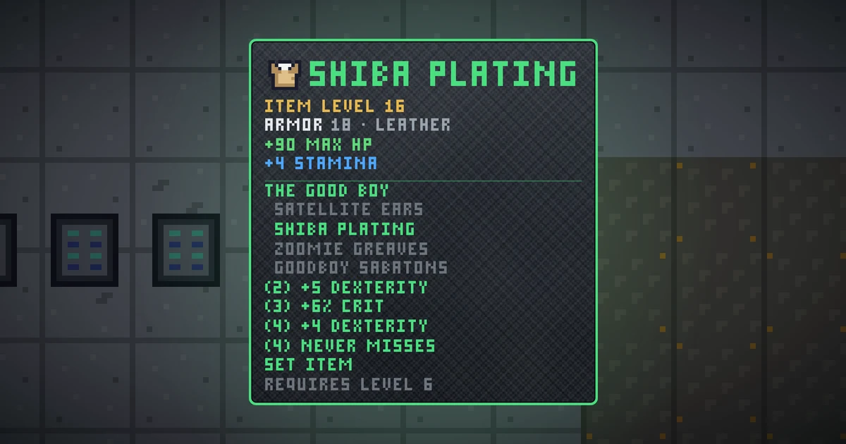 SHIBA PLATING, a set chest in Ada's Trail, shown on the map of GOODCO HQ where it drops