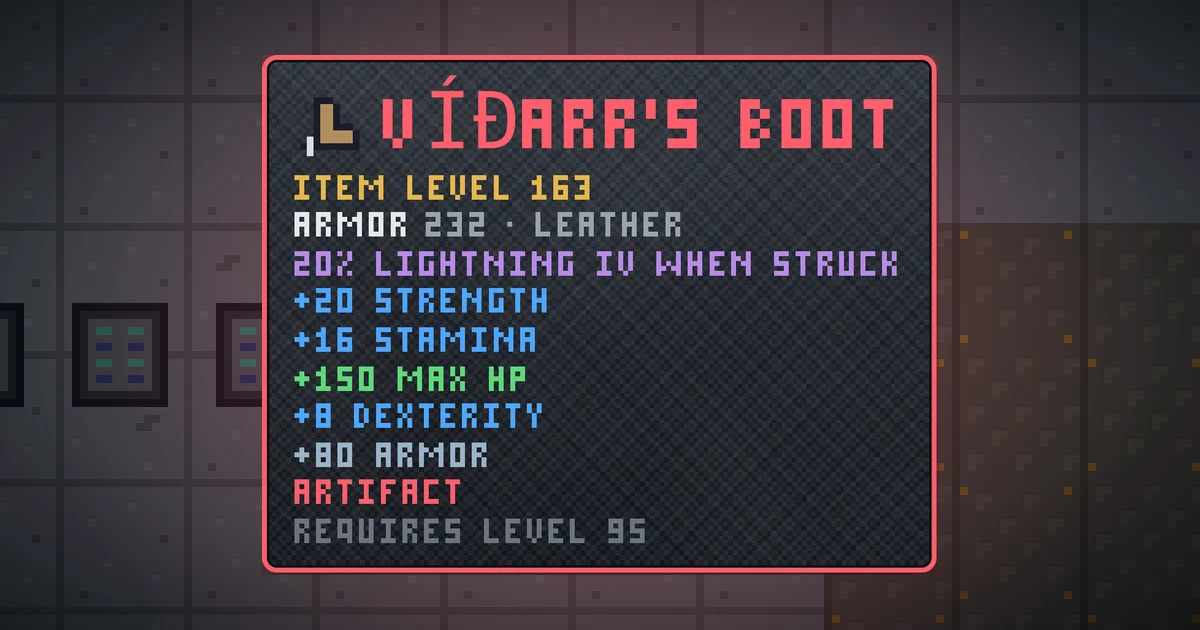 VÍÐARR'S BOOT, a artifact feet in Ada's Trail, shown on the map of GOODCO HQ where it drops