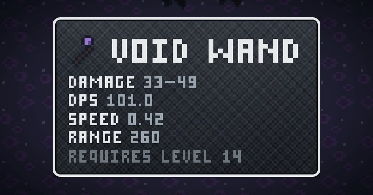 VOID WAND, a base item weapon in Ada's Trail, shown on the map of THE RIFT where it drops