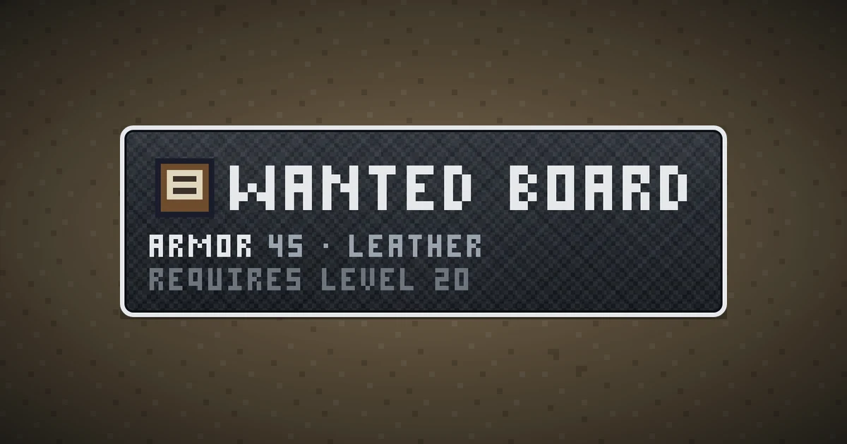 WANTED BOARD, a base item shield in Ada's Trail, shown on the map of BOOT HILL where it drops