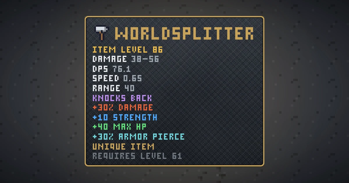 WORLDSPLITTER, a unique weapon in Ada's Trail, shown on the map of THE MOON where it drops