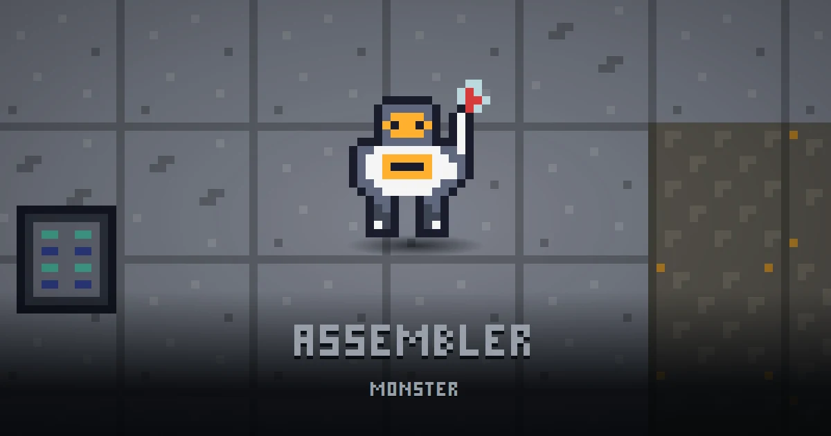 ASSEMBLER, monster of GOODCO HQ in Ada's Trail, shown on the map of the level it patrols