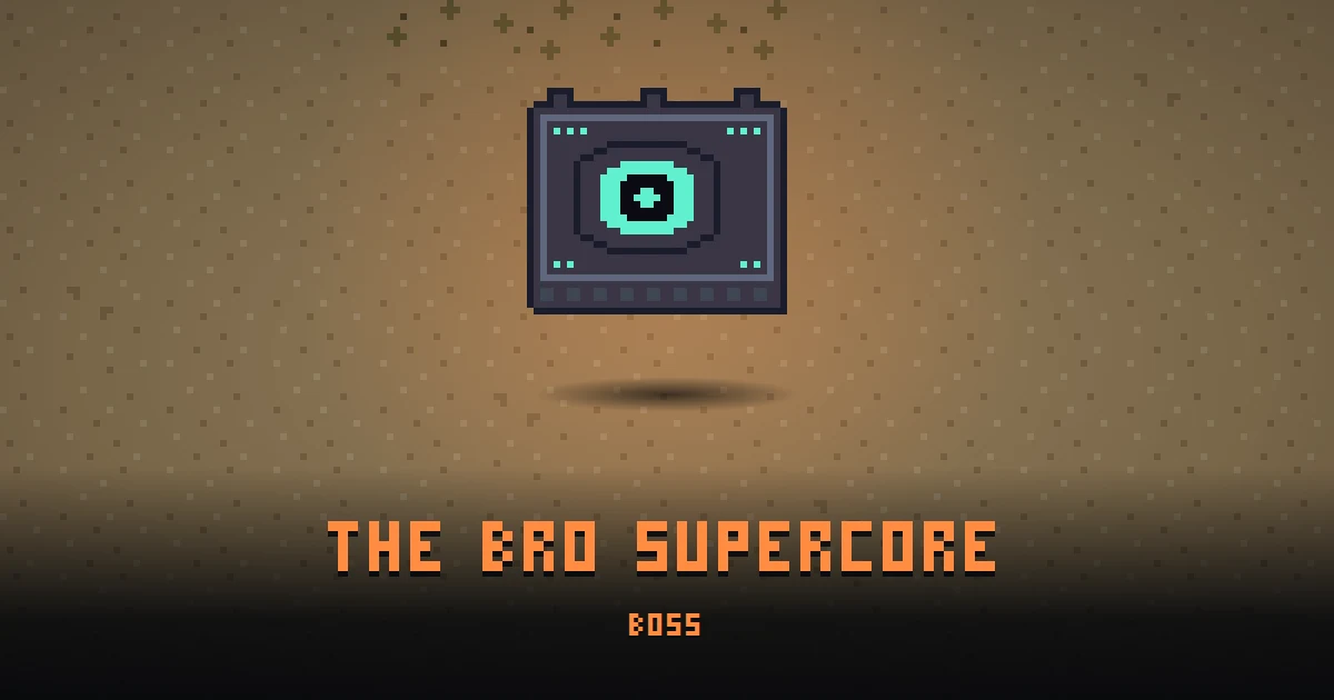 THE BRO SUPERCORE, boss of BOOT HILL in Ada's Trail, shown on the map of the level it patrols