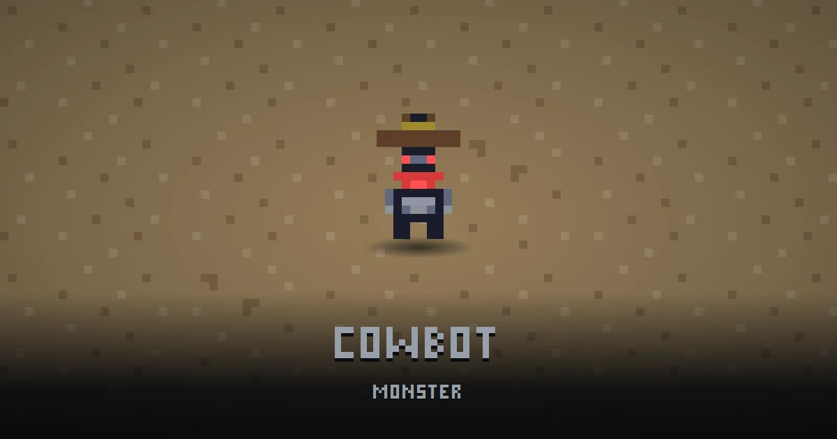 COWBOT, monster of BOOT HILL in Ada's Trail, shown on the map of the level it patrols