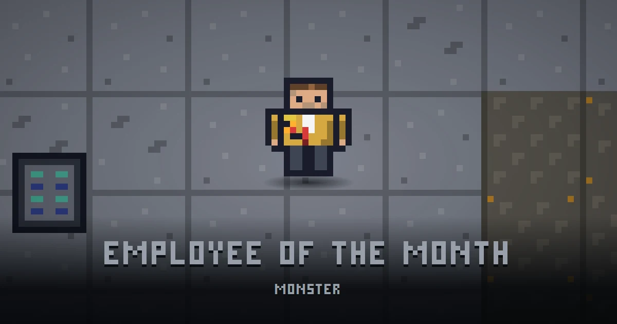 EMPLOYEE OF THE MONTH, monster of GOODCO HQ in Ada's Trail, shown on the map of the level it patrols