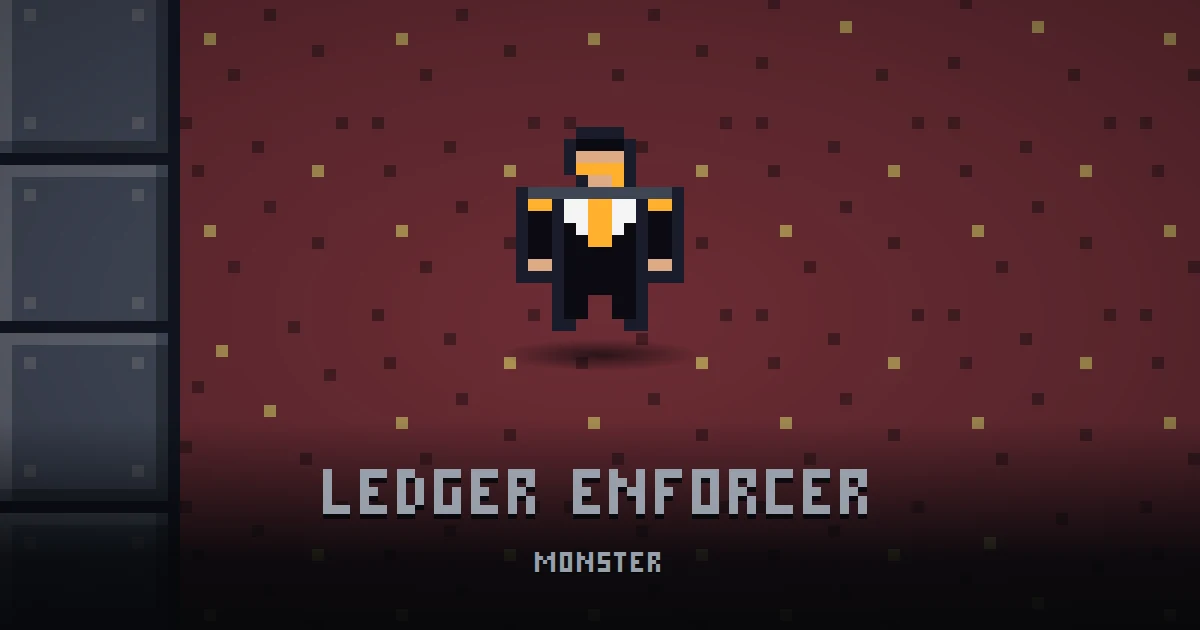 LEDGER ENFORCER, monster of THE BUNKER in Ada's Trail, shown on the map of the level it patrols