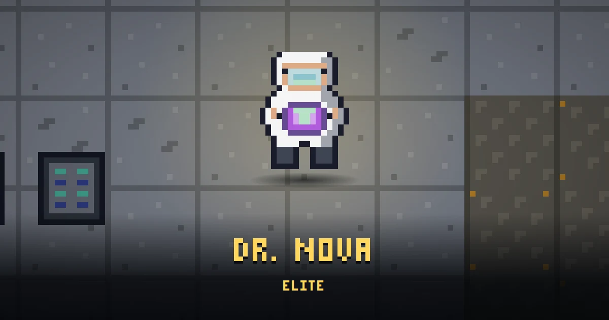 DR. NOVA, elite of GOODCO HQ in Ada's Trail, shown on the map of the level it patrols