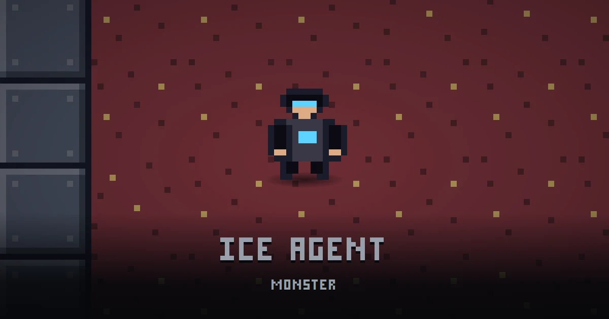 ICE AGENT, monster of THE BUNKER in Ada's Trail, shown on the map of the level it patrols