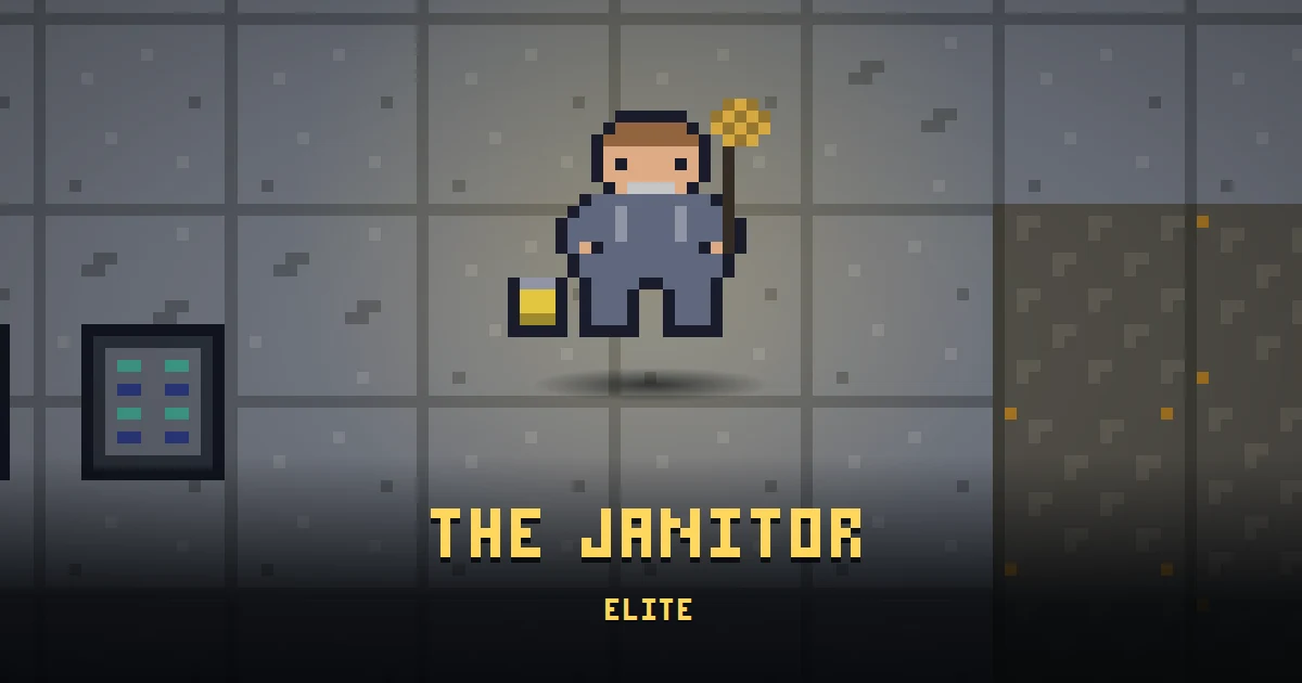 THE JANITOR, elite of GOODCO HQ in Ada's Trail, shown on the map of the level it patrols