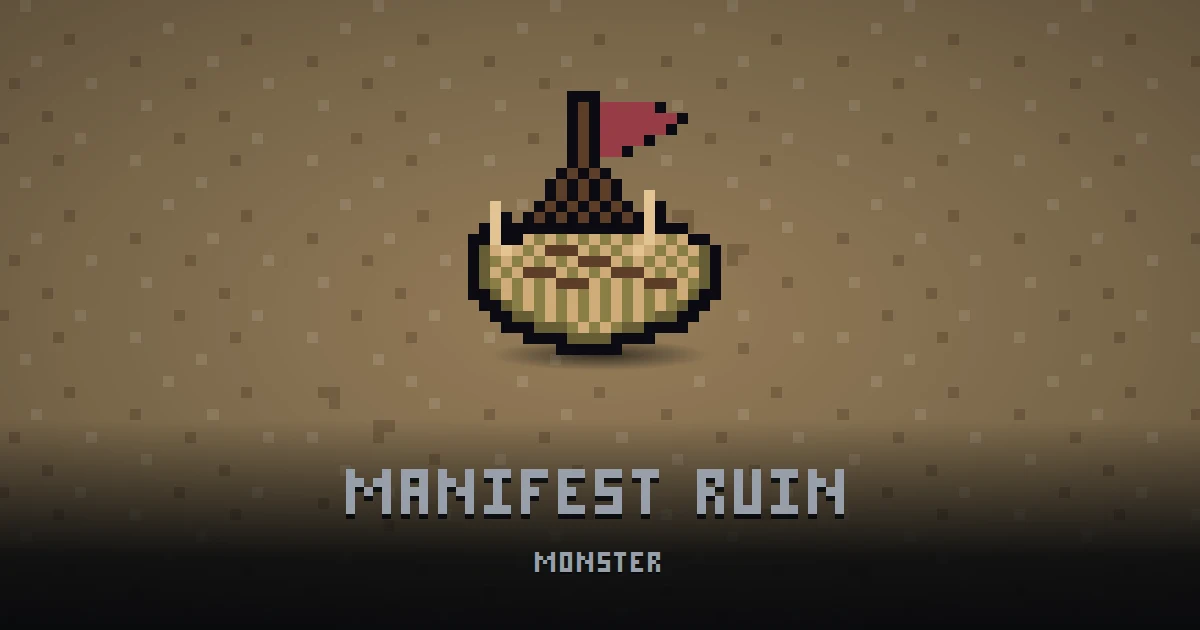 MANIFEST RUIN, monster of BOOT HILL in Ada's Trail, shown on the map of the level it patrols