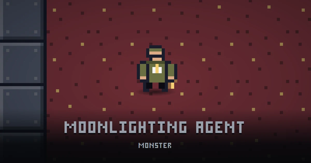 MOONLIGHTING AGENT, monster of THE BUNKER in Ada's Trail, shown on the map of the level it patrols