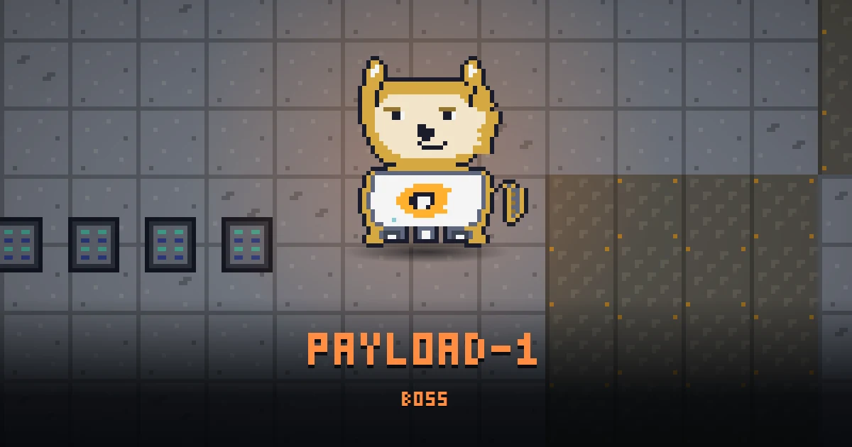 PAYLOAD-1, boss of GOODCO HQ in Ada's Trail, shown on the map of the level it patrols
