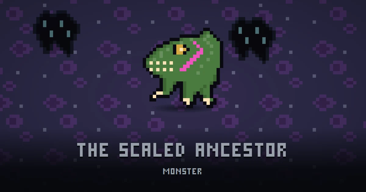 THE SCALED ANCESTOR, monster of THE RIFT in Ada's Trail, shown on the map of the level it patrols