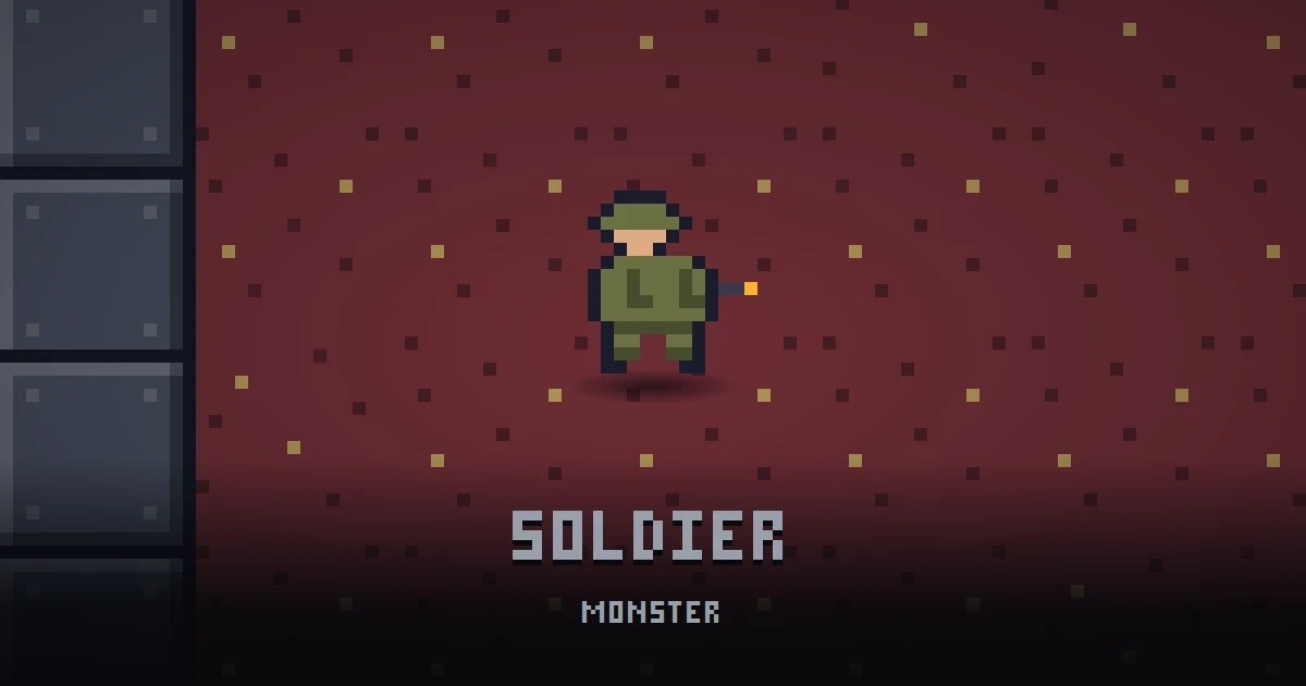 SOLDIER, monster of THE BUNKER in Ada's Trail, shown on the map of the level it patrols