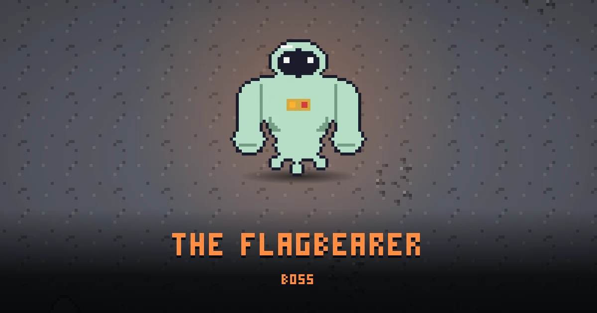 THE FLAGBEARER, boss of THE MOON in Ada's Trail, shown on the map of the level it patrols