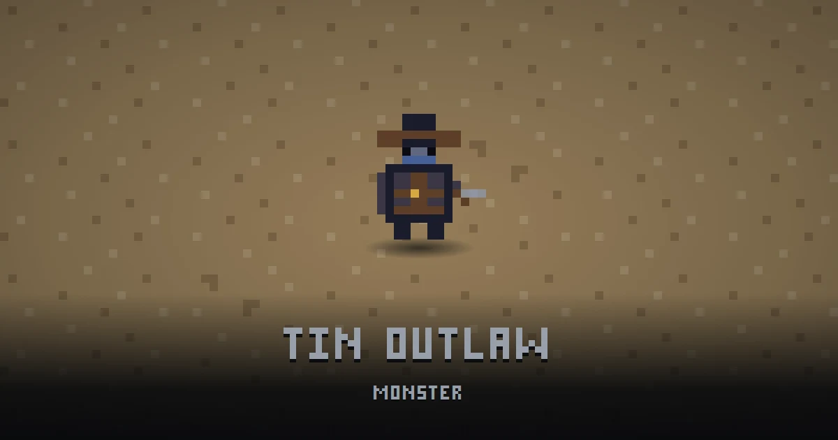 TIN OUTLAW, monster of BOOT HILL in Ada's Trail, shown on the map of the level it patrols