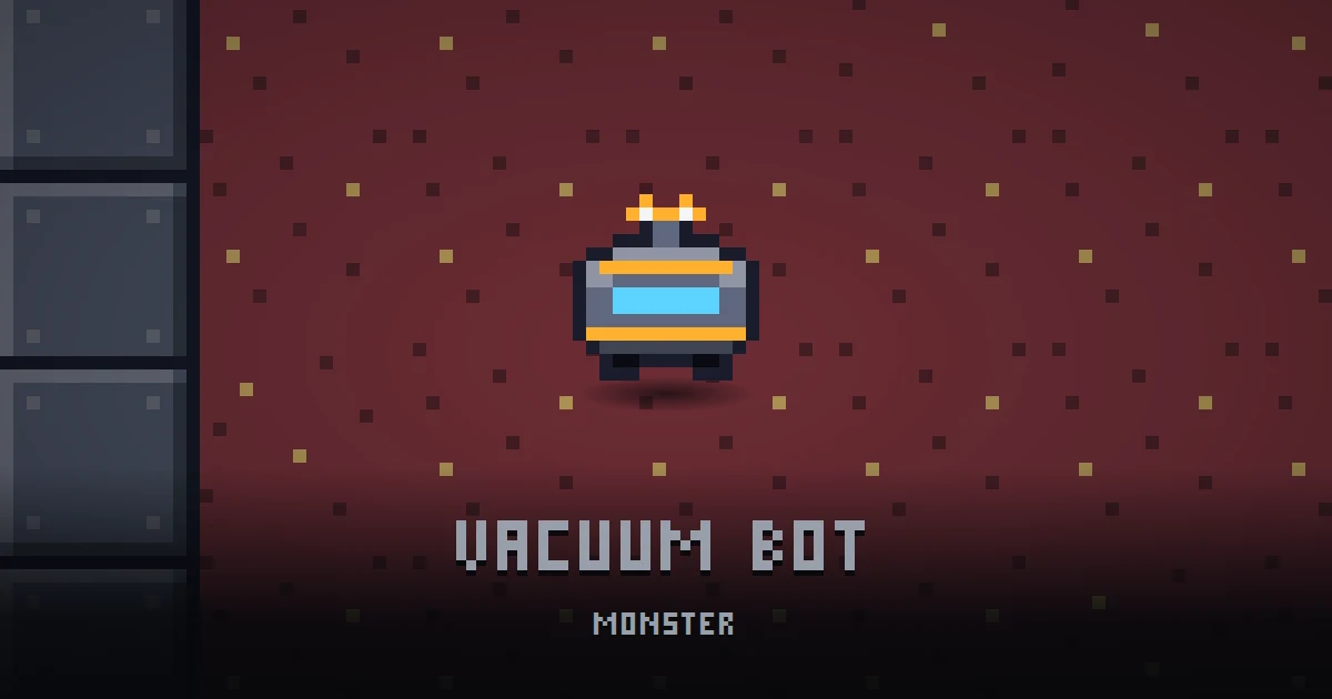VACUUM BOT, monster of THE BUNKER in Ada's Trail, shown on the map of the level it patrols