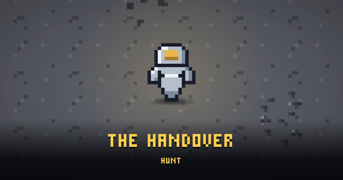THE HANDOVER, an errand in Ada's Trail, on the floor of THE MOON where it is handed out