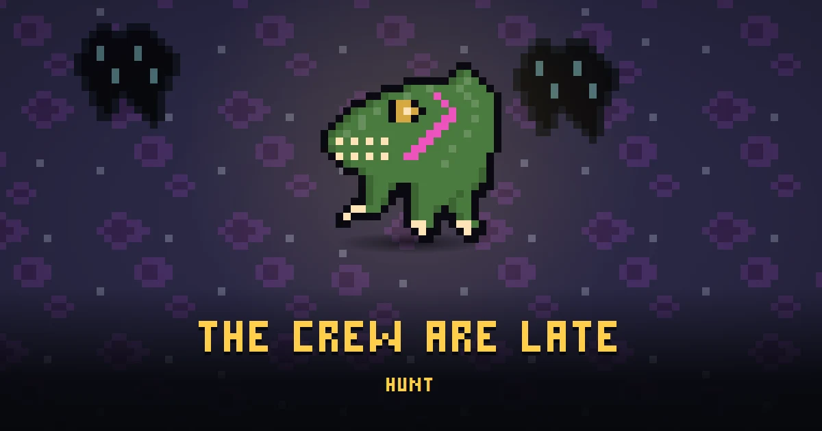THE CREW ARE LATE, an errand in Ada's Trail, on the floor of THE RIFT where it is handed out