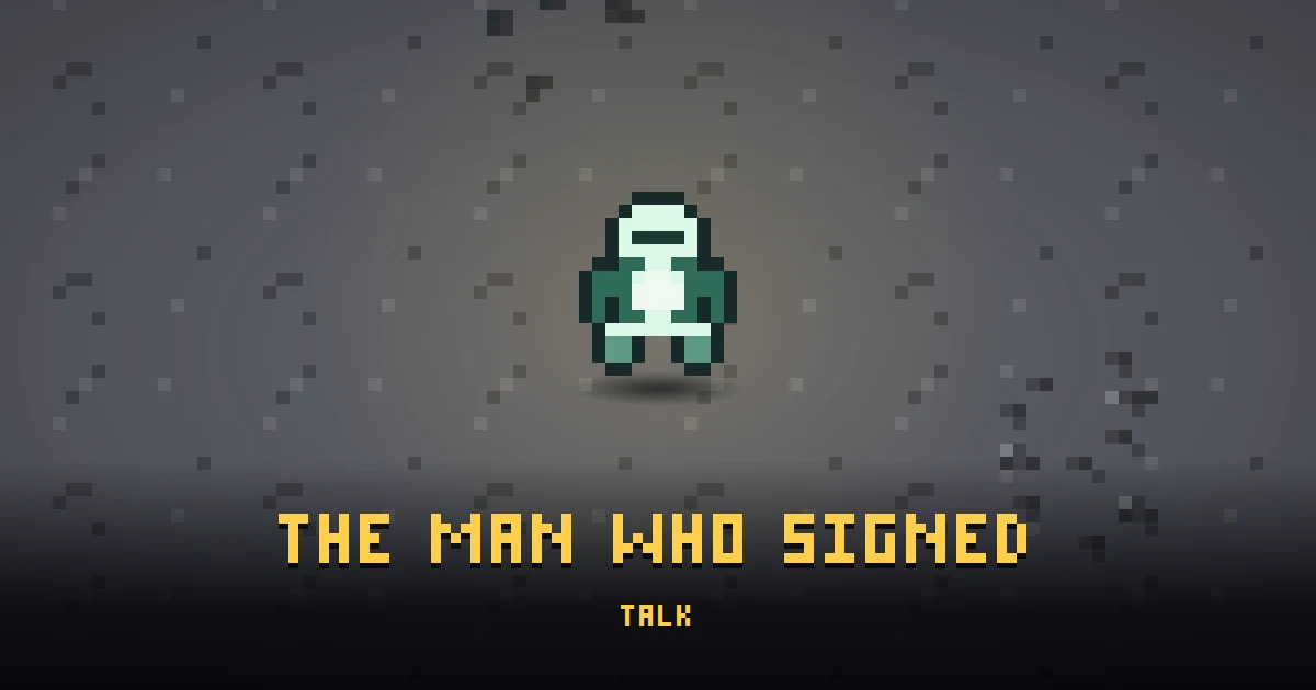 THE MAN WHO SIGNED, an errand in Ada's Trail, on the floor of THE MOON where it is handed out